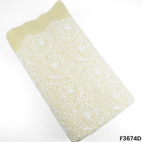 Thread Embroidered Cambric Cotton Fabric-F3674